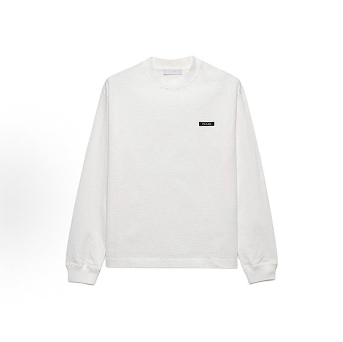 prada ribbed crew neck long sleeve jersey t-shirt